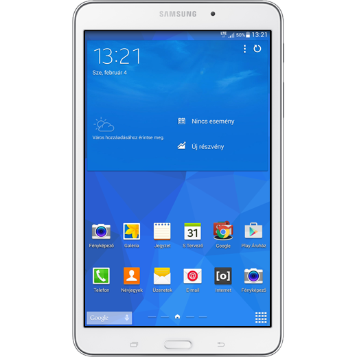 Samsung Galaxy Tab4 beállításának kijelzője