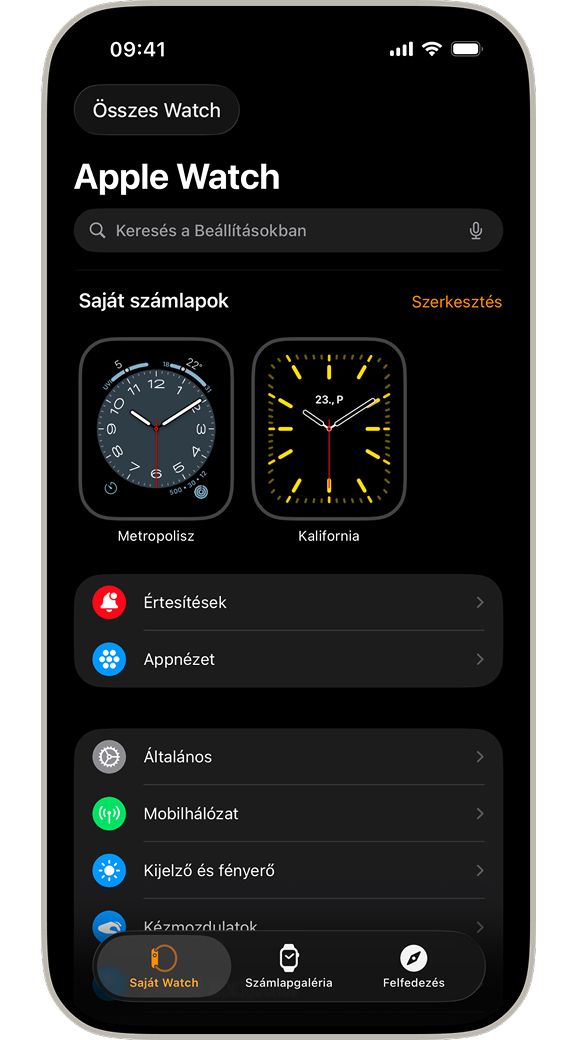 Mobilhálózat menüpont