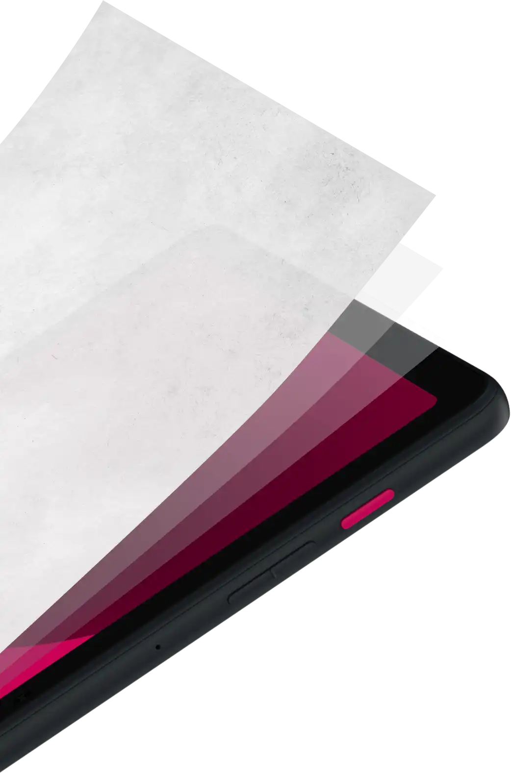 T Tablet 2 előlnézeti kép, háttérben papírlapokkal