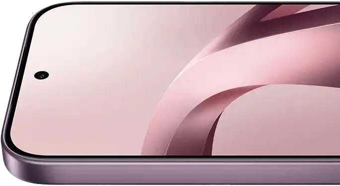 Xiaomi 17T kijelzőjének felső éle, elülső kameralyukkal, Vision Care háttérképpel