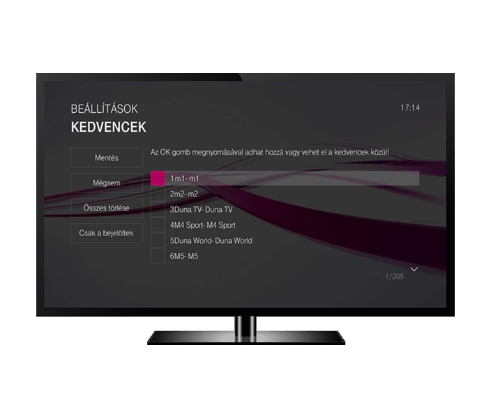 Kedvencek beállítása