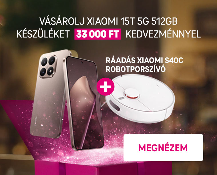 Vásárolj Xiaomi 15T 512GB készüléket 33 000 Ft kedvezménnyel + ráadás ráadás Xiaomi S40C porszívó