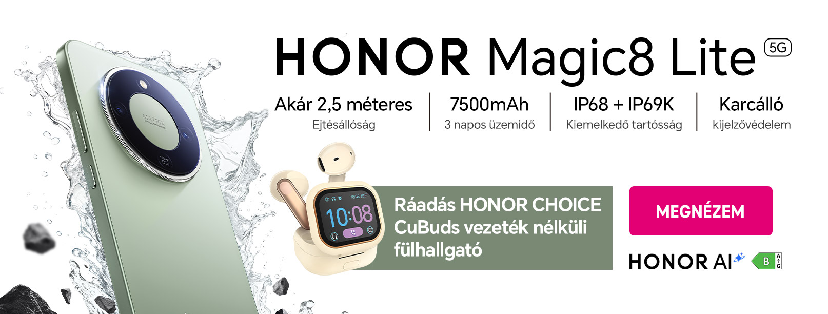 HONOR Magic8 Lite 5G - Ráadás HONOR CHOICE CuBuds vezeték nélküli fülhallgató