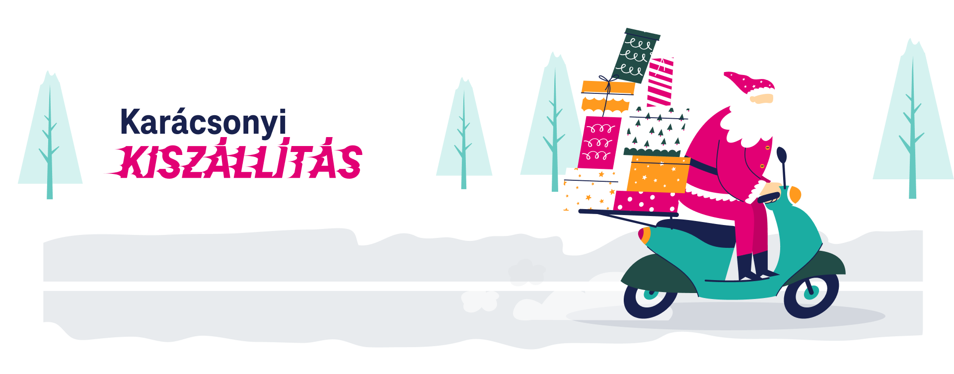 télapó motorral "karácsonyi kiszállítás" szöveggel