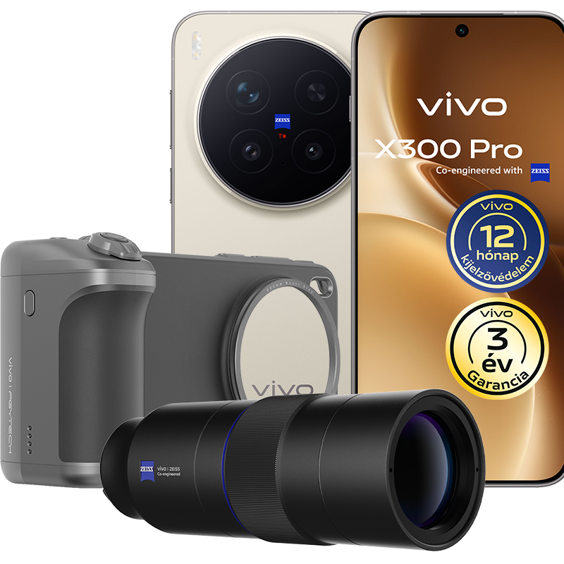 vivo X300 Pro 5G Dual SIM 16 + 512 GB + ráadás vivo Zeiss 2,35× Telephoto Extender Kit + vivo Imaging Grip Kit vivo X300 Pro 5G Dual SIM 16 + 512 GB + ráadás vivo Zeiss 2,35× Telephoto Extender Kit + vivo Imaging Grip Kit