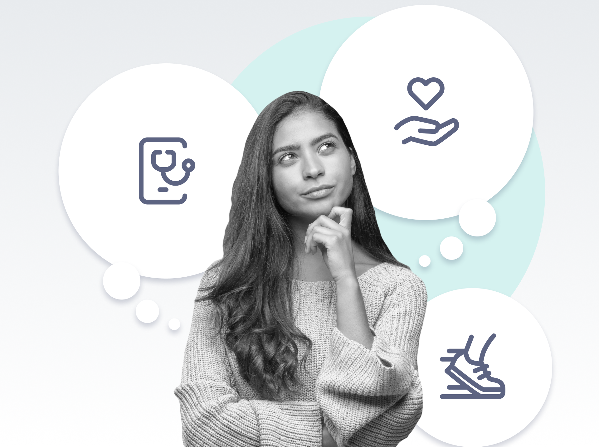 Fiatal nő, aki a megelőzésről és egészségmegőrzésről elmélkedik