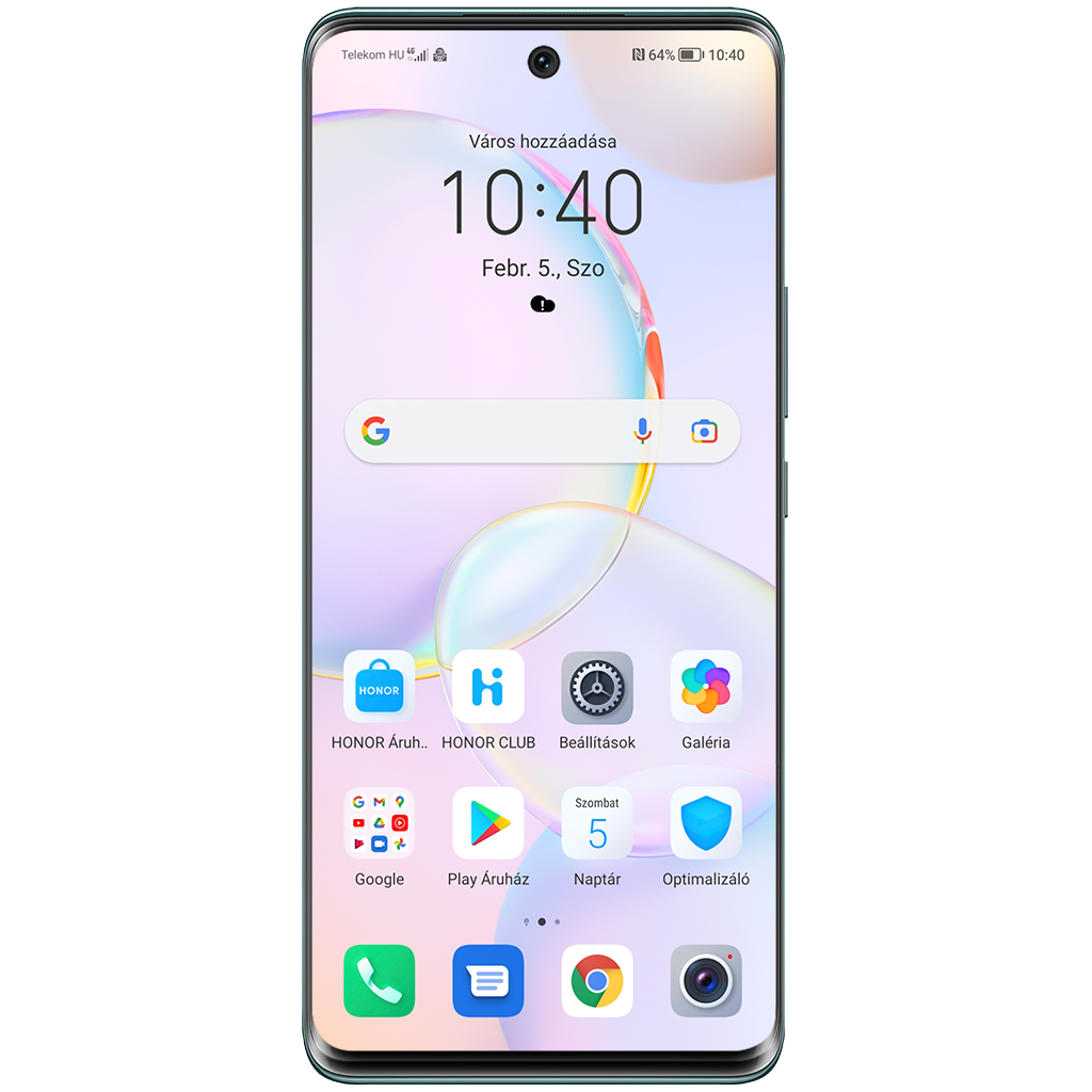 Honor 50 beállításának kijelzője