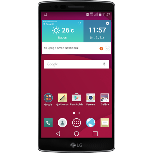 LG G Flex 2 beállításának kijelzője
