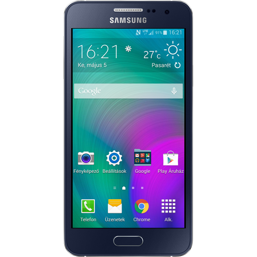 Samsung Galaxy A3 beállításának kijelzője