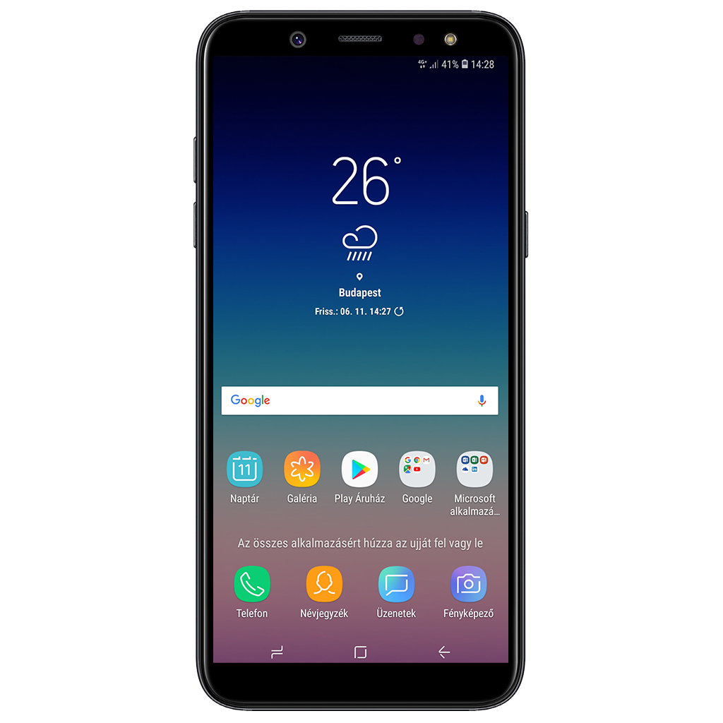Samsung Galaxy A6 Plus Dual SIM beállításának kijelzője
