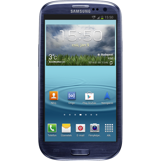 Samsung Galaxy S3 LTE beállításának kijelzője