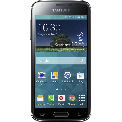 Samsung Galaxy S5 mini beállításának kijelzője