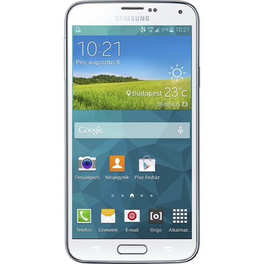 Samsung Galaxy S5 beállításának kijelzője