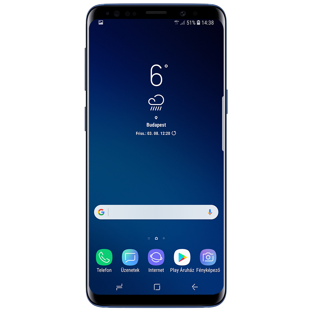 Samsung Galaxy S9 beállításának kijelzője