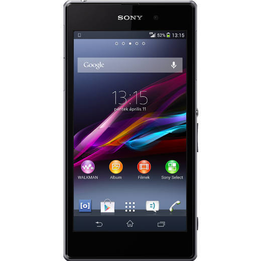 Sony Xperia Z1 beállításának kijelzője