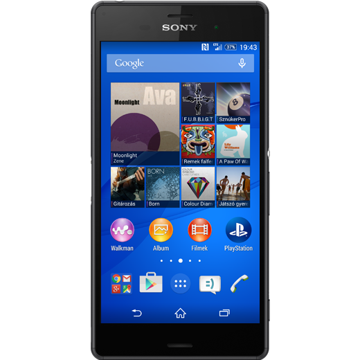 Sony Xperia Z3 Compact beállításának kijelzője