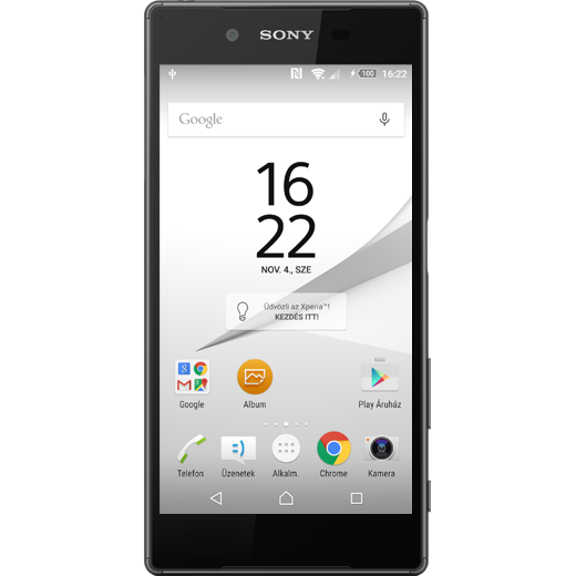 Sony Xperia Z5 beállításának kijelzője