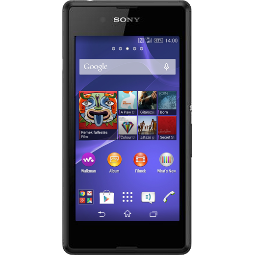 Sony Xperia E3 beállításának kijelzője