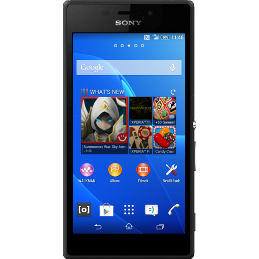 Sony Xperia M2 beállításának kijelzője