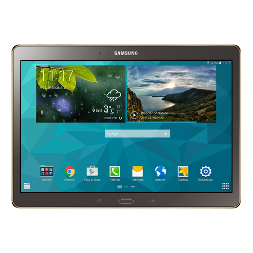 Samsung Galaxy Tab S beállításának kijelzője