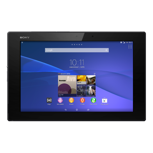 Sony Xperia Z2 Tablet beállításának kijelzője
