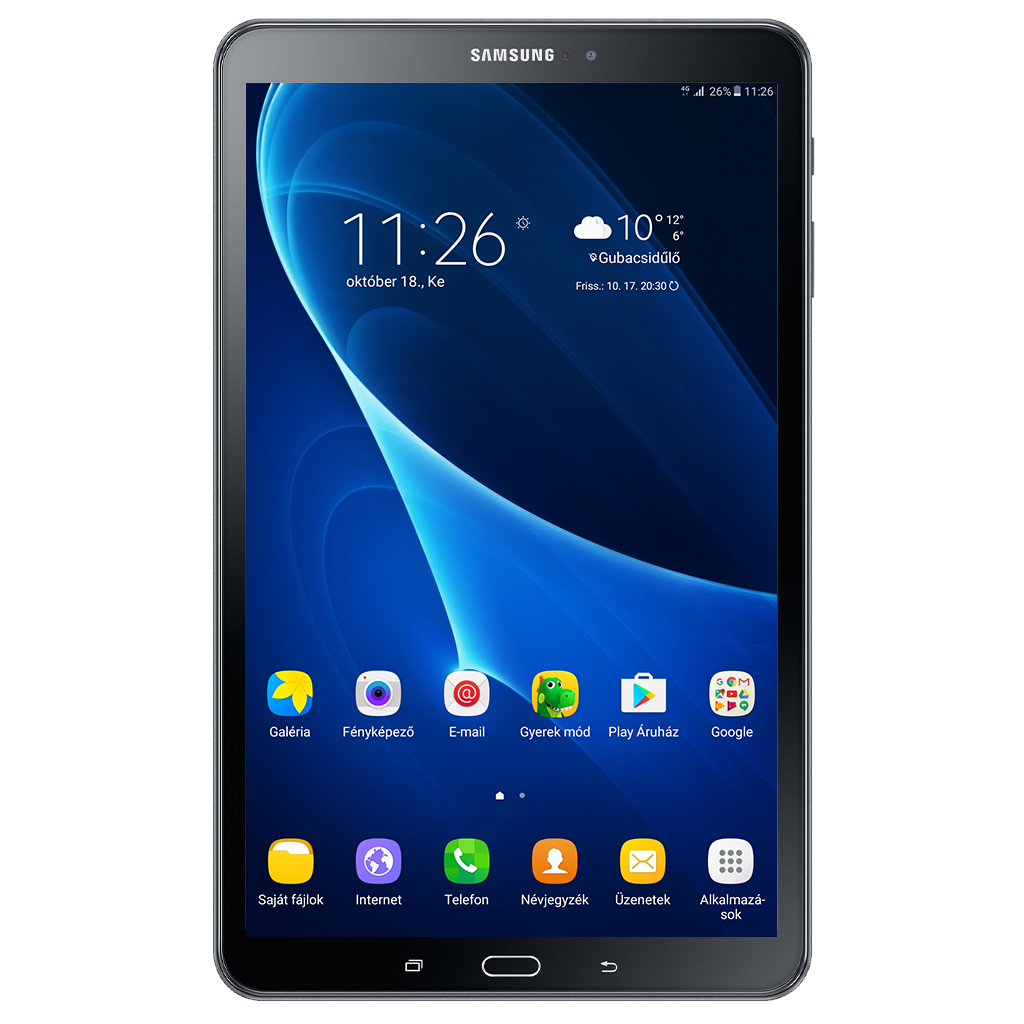 Samsung Galaxy Tab A 10.1 LTE beállításának kijelzője