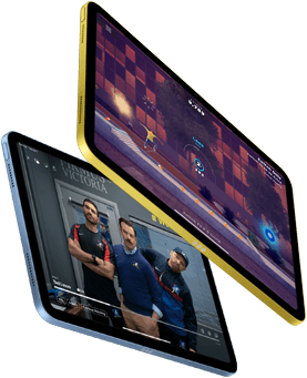 Egy játék képernyője és a Ted Lasso című Apple TV+-sorozat iPaden