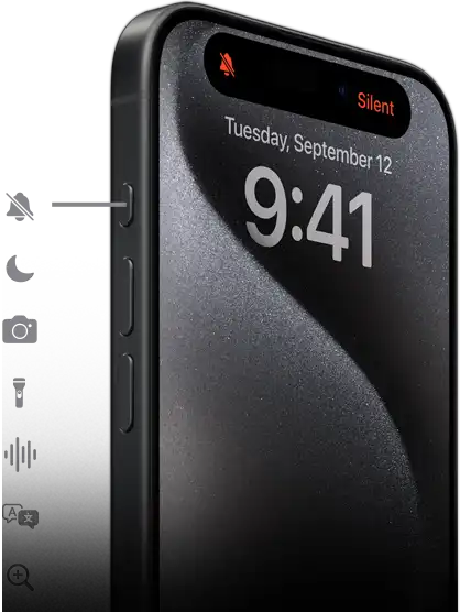 iPhone 15 Pro a Művelet gombhoz beállítható kilencféle opcióval