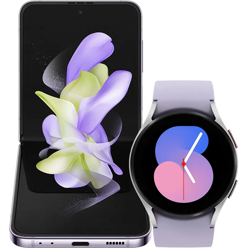 Samsung Galaxy Z Flip4 5G 128 GB + Galaxy Watch5 ezüst 40 mm