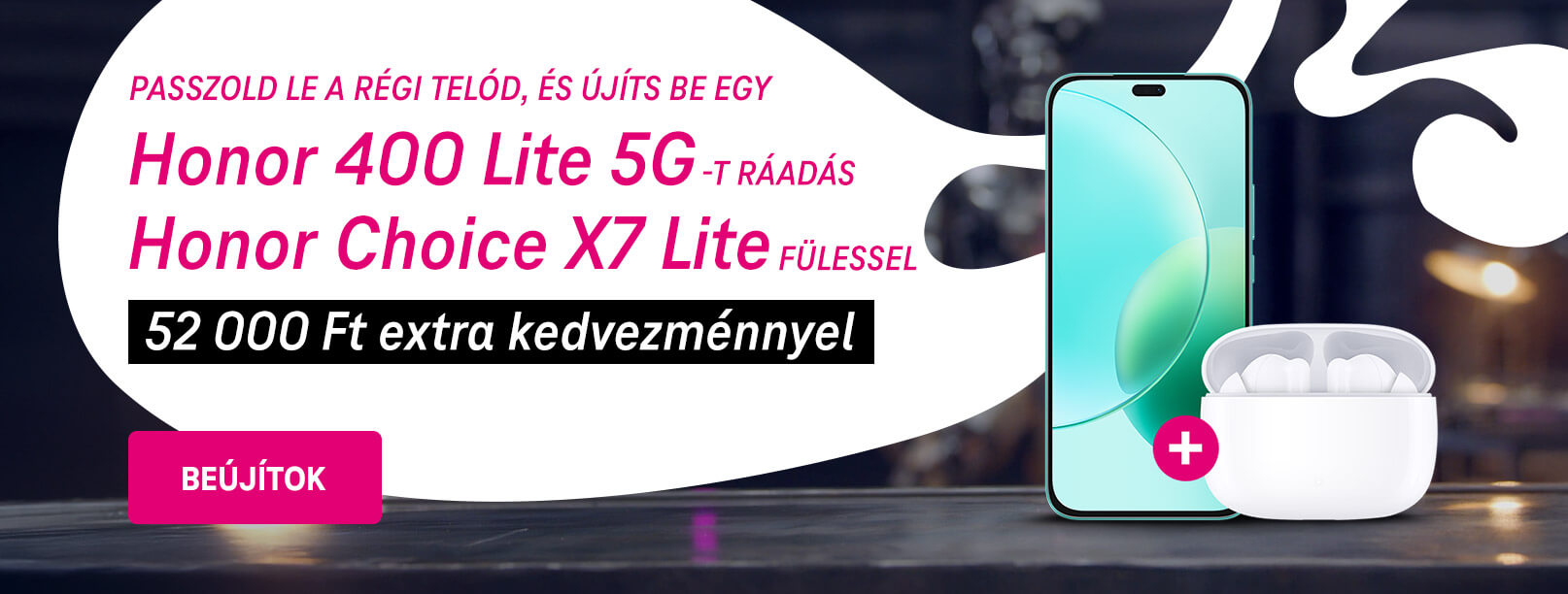 Passzold le a régi telód, és újíts be egy Honor Lite 5G-t ráadás Honor Choice X7 Lite fülessel 52 000 Ft extra kedvezménnyel