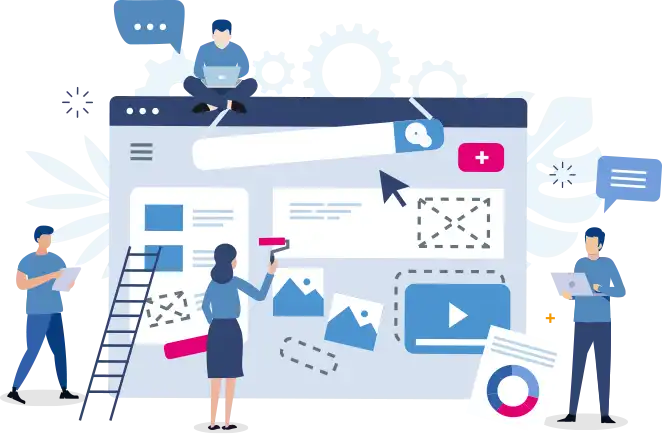 Honlapkészítést ábrázoló illusztráció